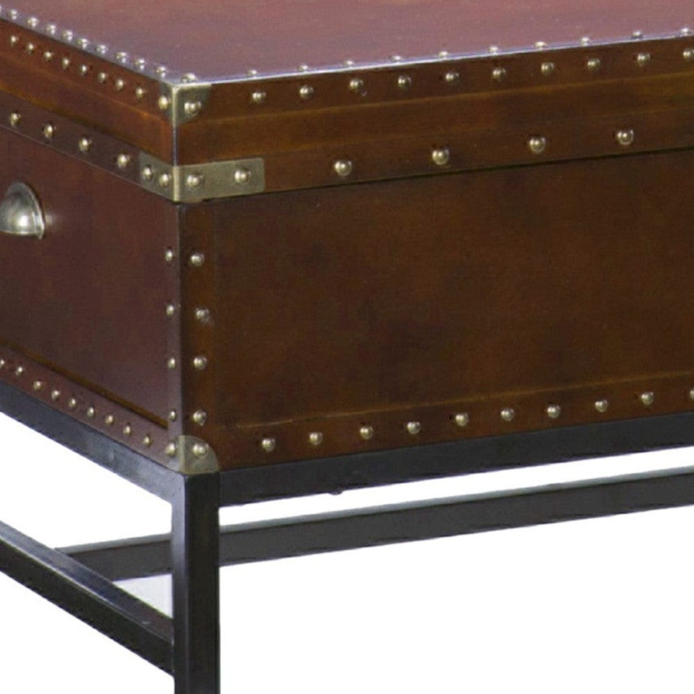 42" Brown Manufactured Wood And Metal Rectangular Coffee Table - Homeroots - Flyclothing LLC