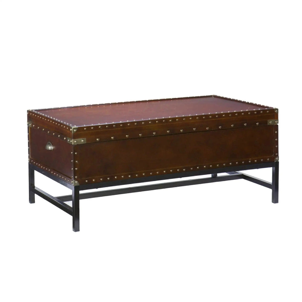 42" Brown Manufactured Wood And Metal Rectangular Coffee Table - Homeroots - Flyclothing LLC