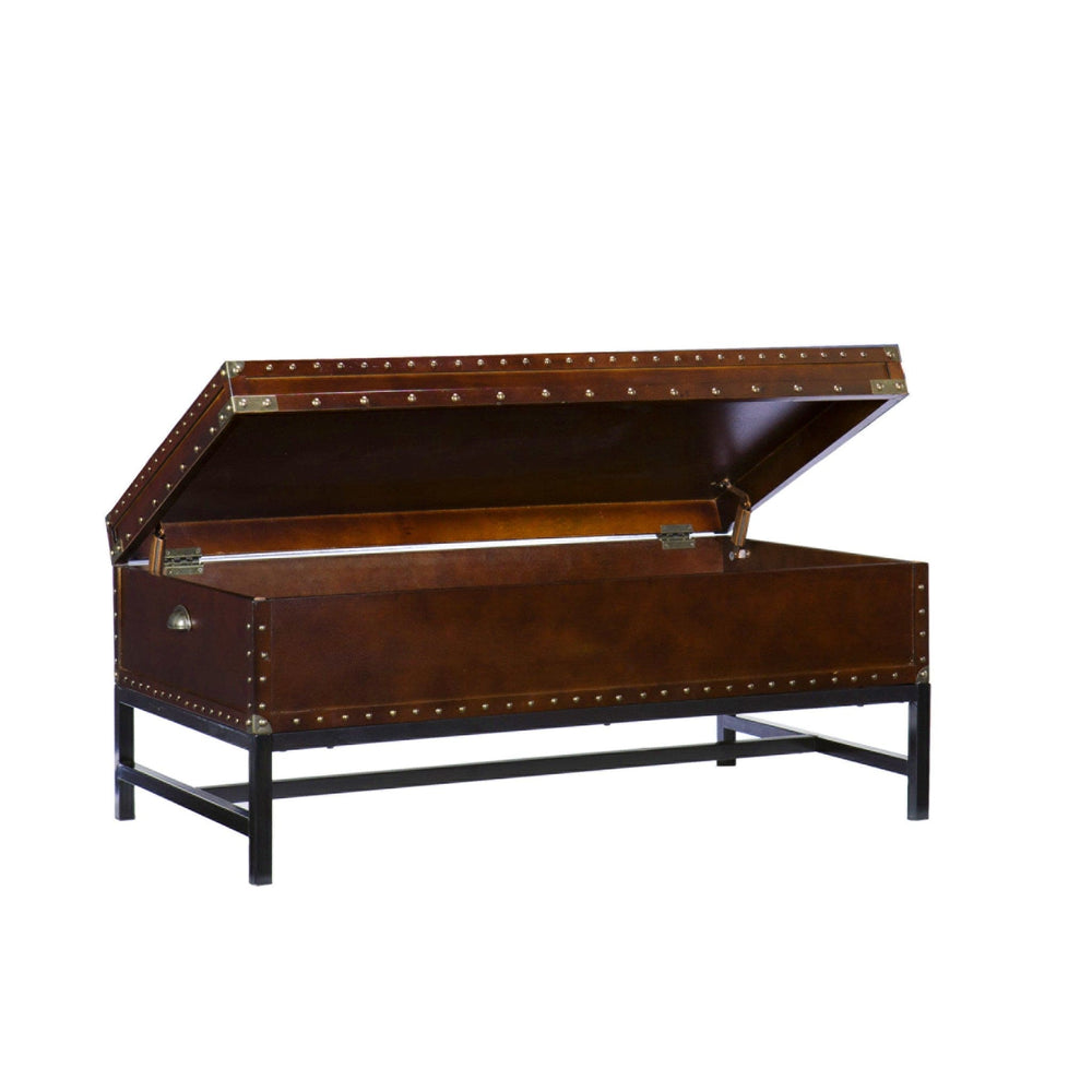 42" Brown Manufactured Wood And Metal Rectangular Coffee Table - Homeroots - Flyclothing LLC