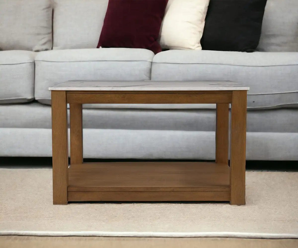 30" Natural And Natural Brown Solid Manufactured Wood Square Coffee Table - Homeroots - Flyclothing LLC