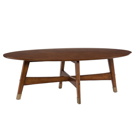 52" Brown Solid Wood With Iron Coffee Table - Homeroots