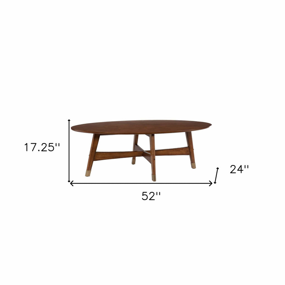 52" Brown Solid Wood With Iron Coffee Table - Homeroots - Flyclothing LLC