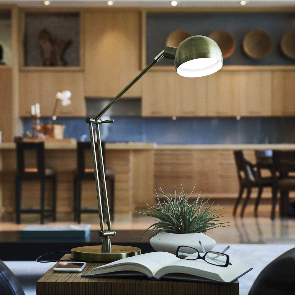 Shiny Satin Brass LED Adjustable Desk Lamp - Homeroots - Flyclothing LLC