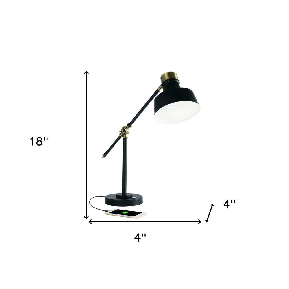Matte Black and Antiqued Brass LED Adjustable Desk Lamp - Homeroots - Flyclothing LLC