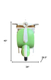 26" Green And White Novelty Scooter Open Cabinet with Two Shelves - Homeroots