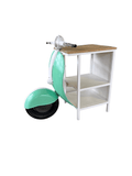 26" Green And White Novelty Scooter Open Cabinet with Two Shelves - Homeroots