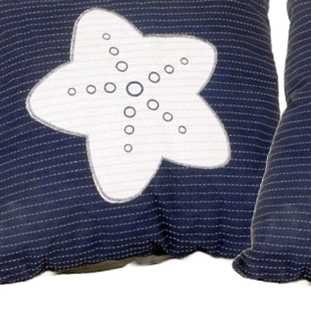 Set of Two Blue and White Starfish Throw Pillows - Homeroots - Flyclothing LLC