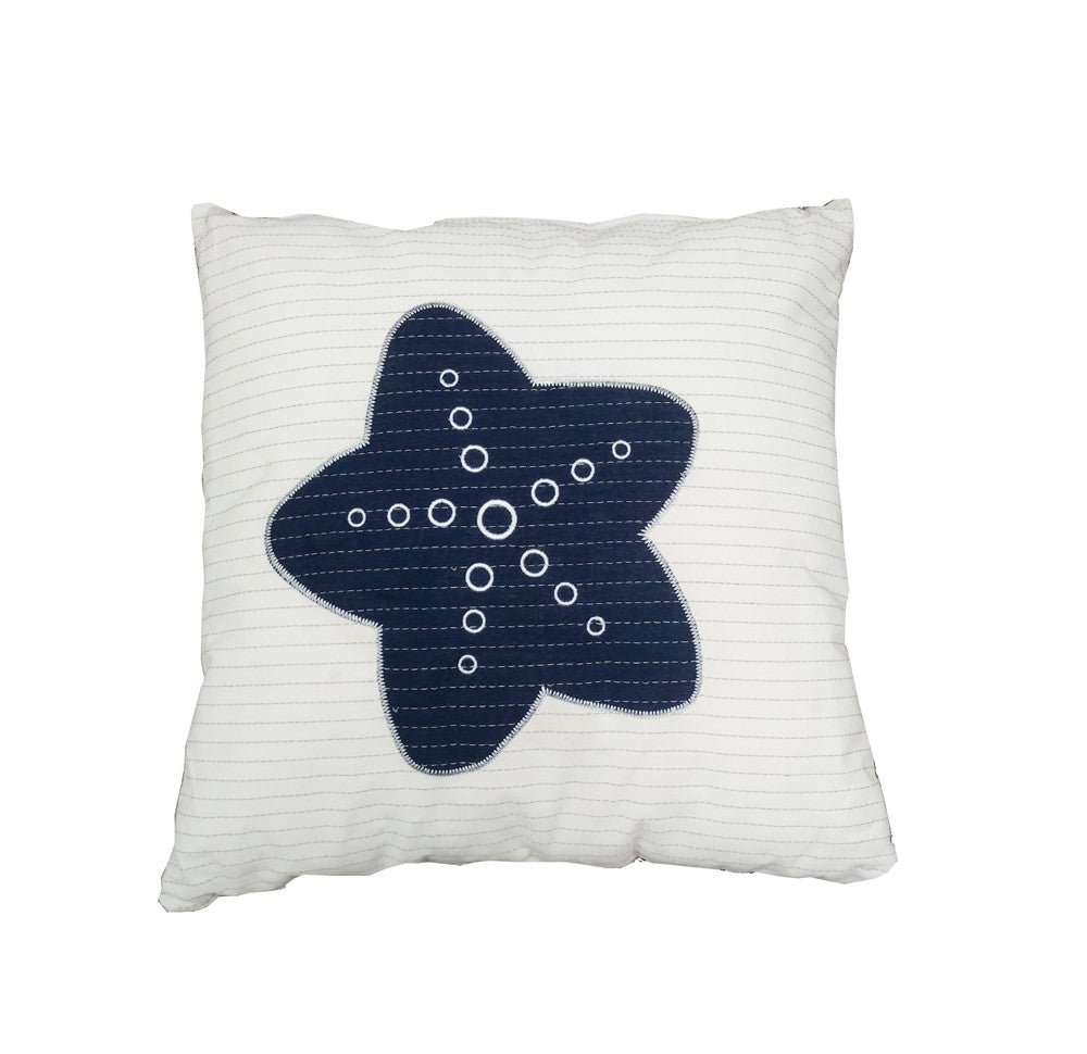 Set Of Two 17" X 17" Blue And White Starfish Throw Pillows - Homeroots - Flyclothing LLC