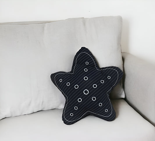 Set of Two 12" X 12" Blue and White Star Starfish Coastal Throw Pillow - Homeroots