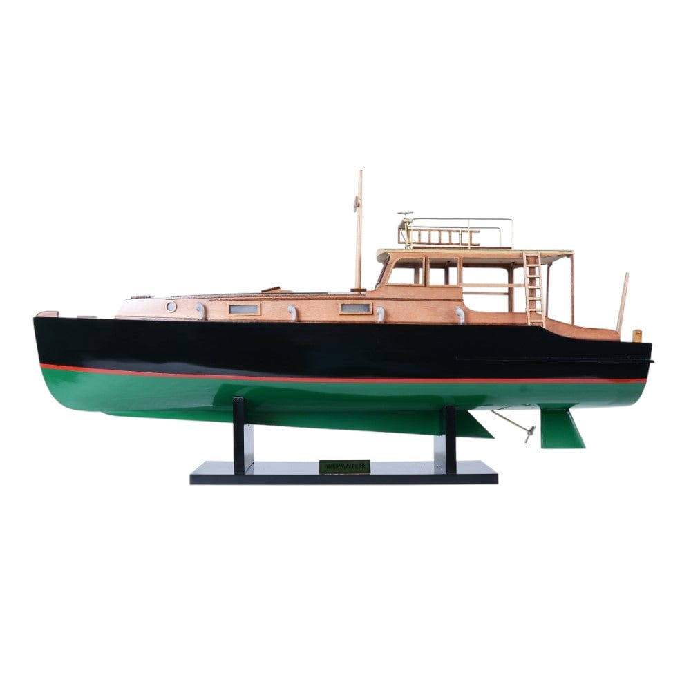 15" Black and Green 1934 Hemingway Pilar Fishing Boat Boat Hand Painted Decorative Boat - Homeroots - Flyclothing LLC