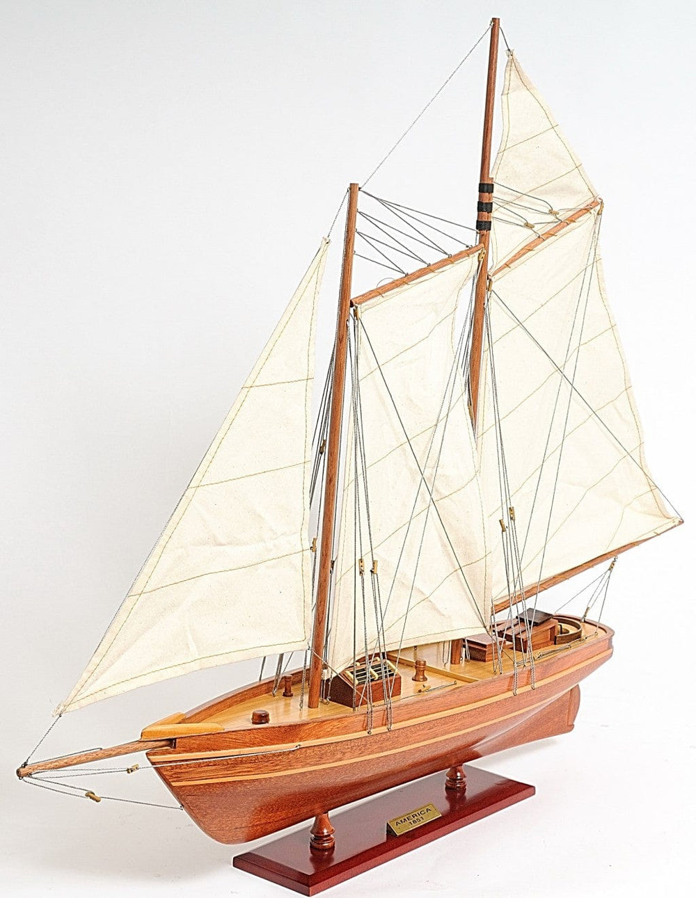 28" Wood Brown America 1851 Yacht Hand Painted Sculpture - Homeroots - Flyclothing LLC