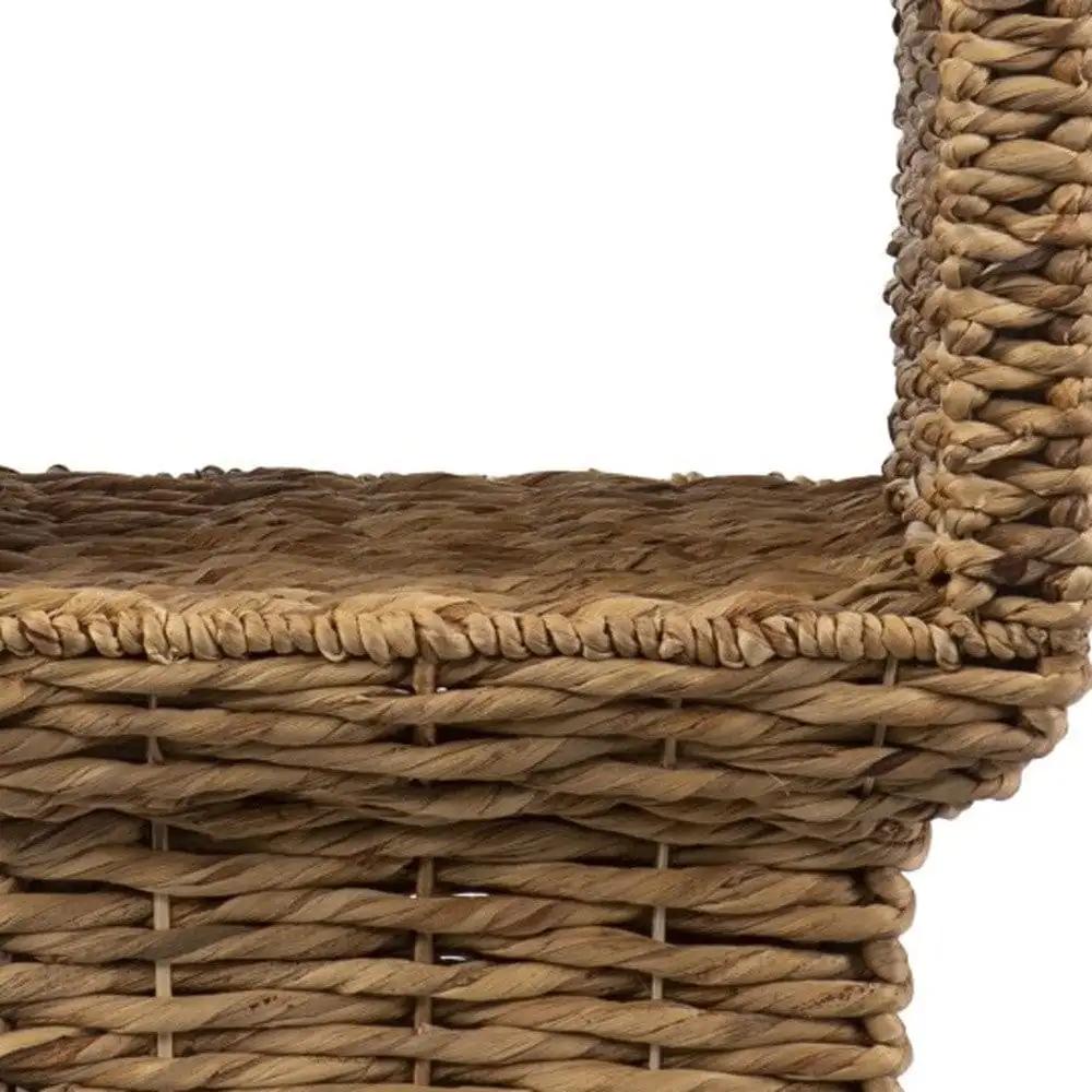 23" Brown And Clear Glass And Rattan Wicker Square End Table - Homeroots