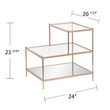 24" Gold And Clear Glass Tiered Rectangular End Table - Homeroots
