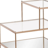 24" Gold And Clear Glass Tiered Rectangular End Table - Homeroots