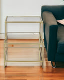 24" Gold And Clear Glass Tiered Rectangular End Table - Homeroots