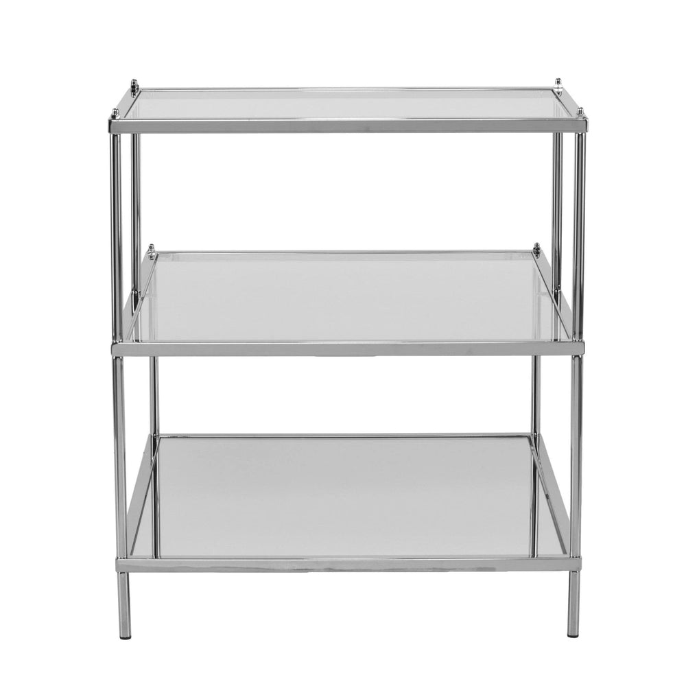 24" Silver And Clear Glass Mirrored End Table - Homeroots - Flyclothing LLC