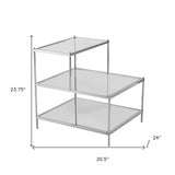 24" Silver And Clear Glass Mirrored End Table - Homeroots - Flyclothing LLC