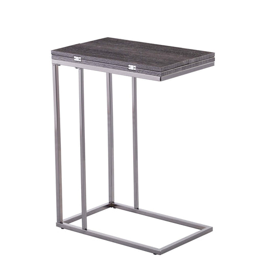 25" Silver And Gray Expandable Rectangular End Table - Homeroots