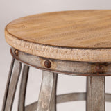 18" Silver And Natural Manufactured Wood Round End Table - Homeroots