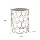 18" Antiqued Gold Honeycomb Hexagonal End Table - Homeroots - Flyclothing LLC