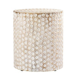 18" Washed White Solid Wood Round End Table - Homeroots