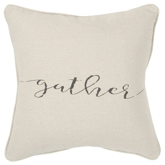 Gray and Cream Canvas Gather Decorative Throw Pillow - Homeroots - Flyclothing LLC