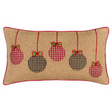 Mod Red and Black Ornaments Jute Lumbar Throw Pillow - Homeroots - Flyclothing LLC