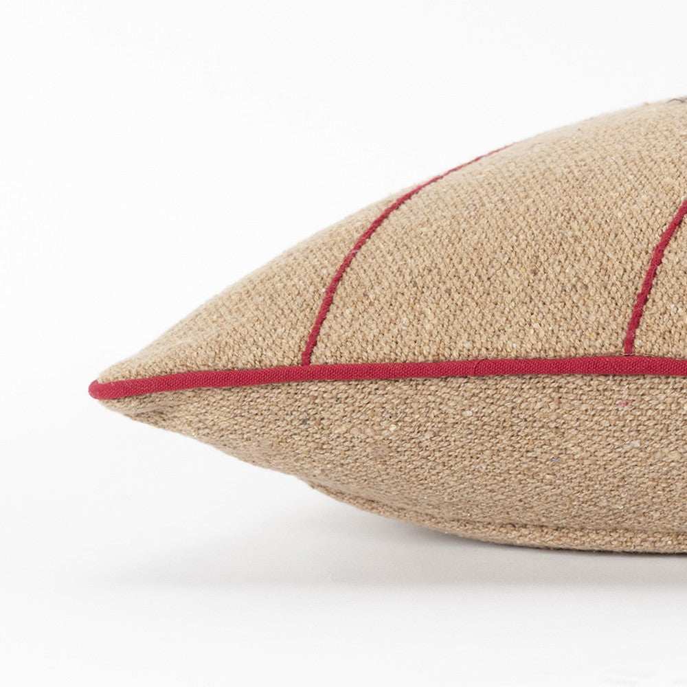 Mod Red and Black Ornaments Jute Lumbar Throw Pillow - Homeroots - Flyclothing LLC