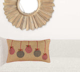 Mod Red and Black Ornaments Jute Lumbar Throw Pillow - Homeroots - Flyclothing LLC