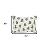 Ivory and Green Modern Christmas Tree Lumbar Throw Pillow - Homeroots - Flyclothing LLC