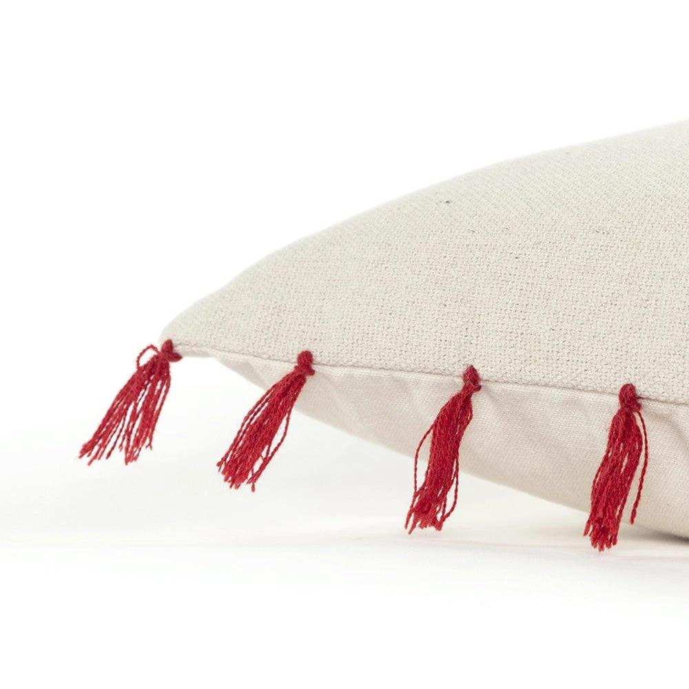 Beige Red Holiday Whimsical Throw Pillow - Homeroots - Flyclothing LLC