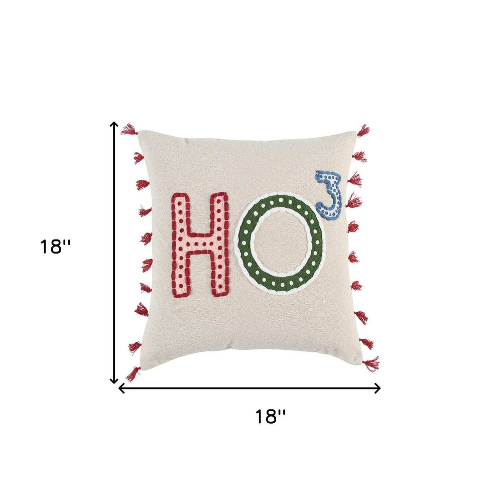 Beige Red Holiday Whimsical Throw Pillow - Homeroots - Flyclothing LLC