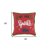 Red Green Sparkle Embroidered Throw Pillow - Homeroots - Flyclothing LLC