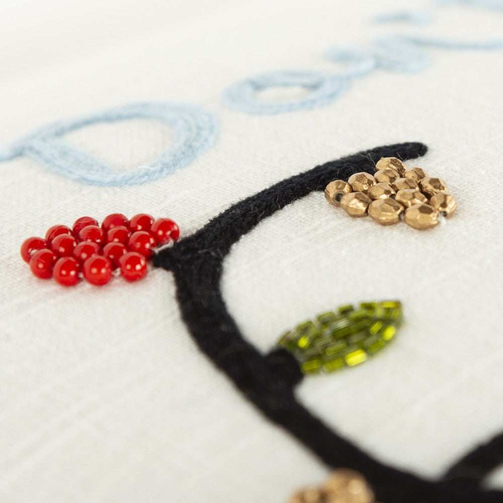 Ivory Tinsel In A Tangle Dimensional Throw Pillow - Homeroots - Flyclothing LLC