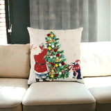 Ivory Vintage Santa and Penguin Christmas Throw Pillow - Homeroots - Flyclothing LLC