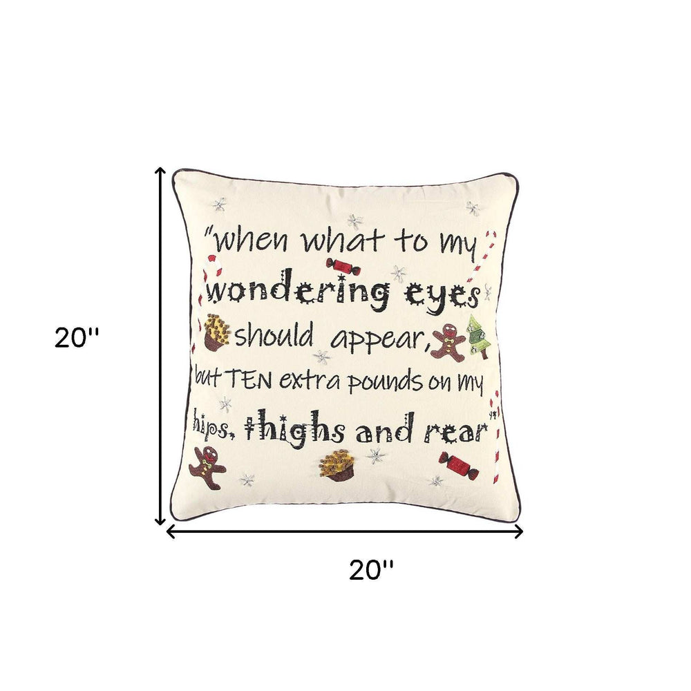 Ivory and Black Modern Christmas Sentiment Whimsical Throw Pillow - Homeroots - Flyclothing LLC