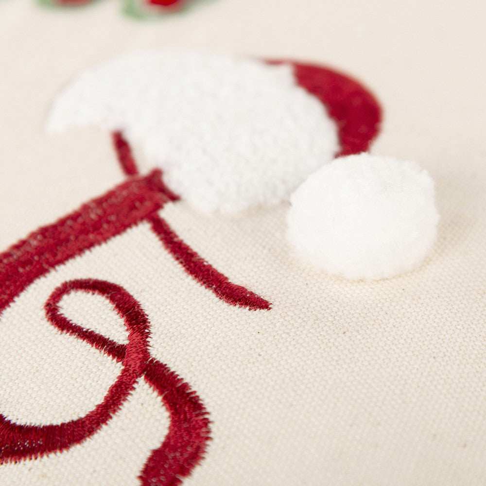 Ivory Red Cheeky Santa Sentiment Throw Pillow - Homeroots - Flyclothing LLC