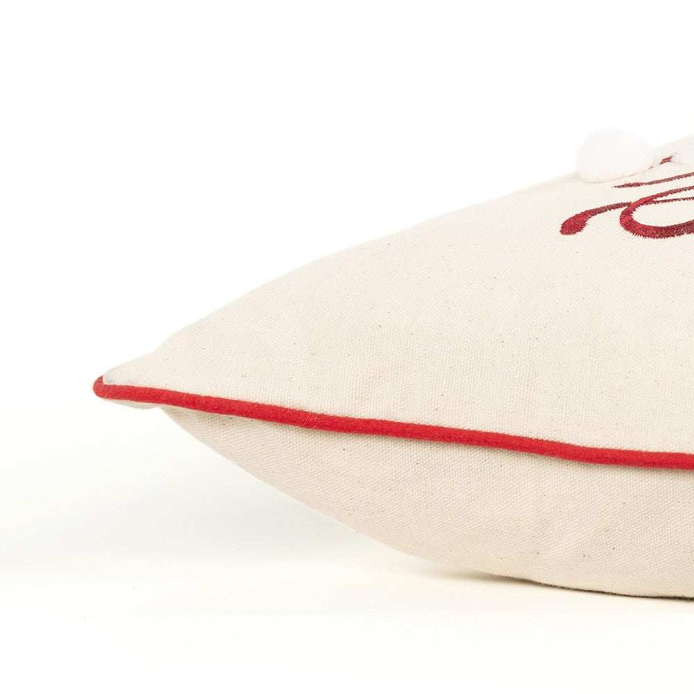 Ivory Red Cheeky Santa Sentiment Throw Pillow - Homeroots - Flyclothing LLC