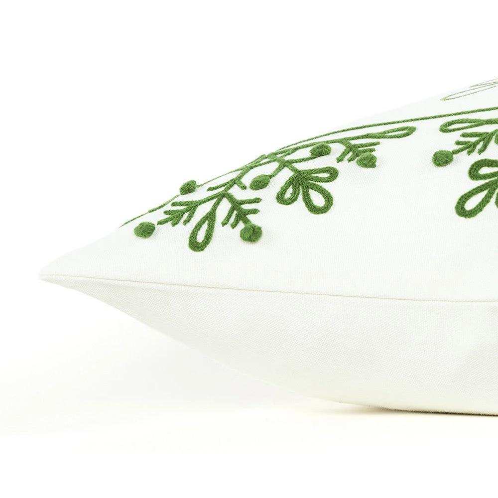 Chase the Snowflakes Green and White Decorative Throw Pillow - Homeroots - Flyclothing LLC