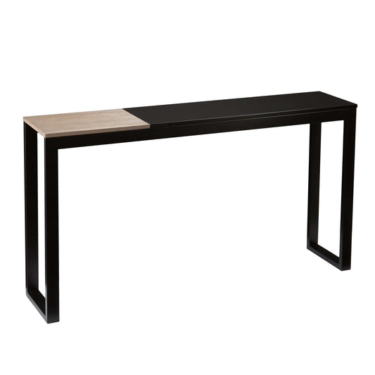 56" Natural and Black and Black Sled Console Table - Homeroots