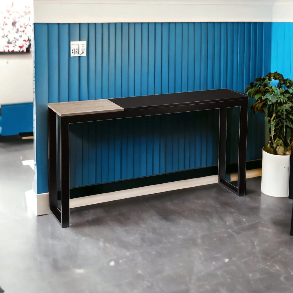 56" Natural and Black and Black Sled Console Table - Homeroots - Flyclothing LLC