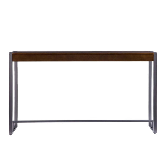 54" Dark Brown and Gunmetal Sled Console Table - Homeroots