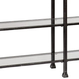 49" Clear and Black Glass Distressed Floor Shelf Console Table With Storage - Homeroots - Flyclothing LLC