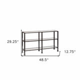 49" Clear and Black Glass Distressed Floor Shelf Console Table With Storage - Homeroots - Flyclothing LLC