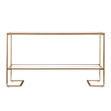 52" Clear and Gold Glass Mirrored Sled Console Table With Shelves - Homeroots - Flyclothing LLC