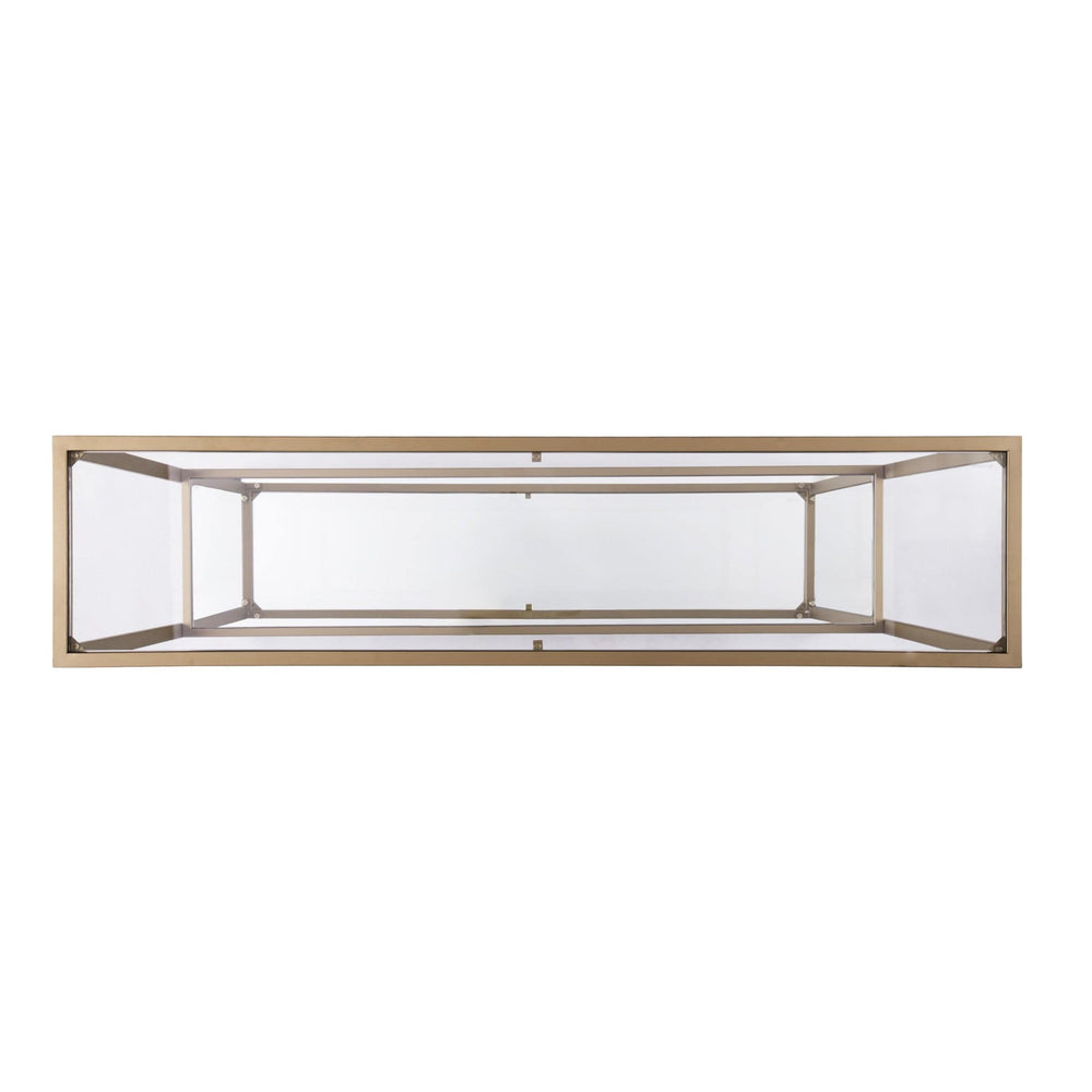 52" Clear and Gold Glass Mirrored Sled Console Table With Shelves - Homeroots - Flyclothing LLC