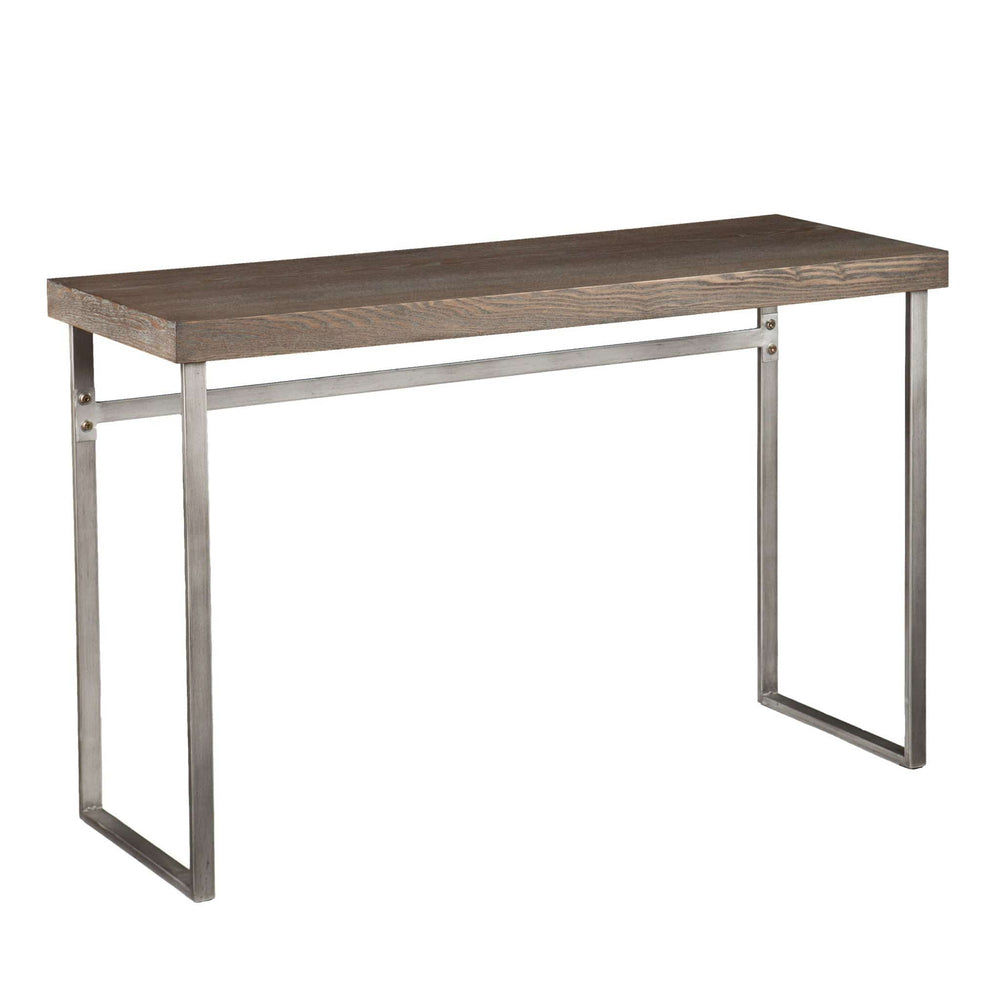 46" Gray Brown and Silver Distressed Sled Console Table - Homeroots - Flyclothing LLC