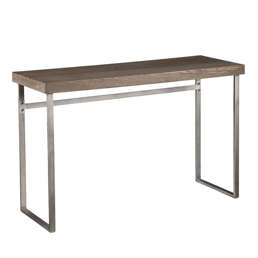 46" Gray Brown and Silver Distressed Sled Console Table - Homeroots
