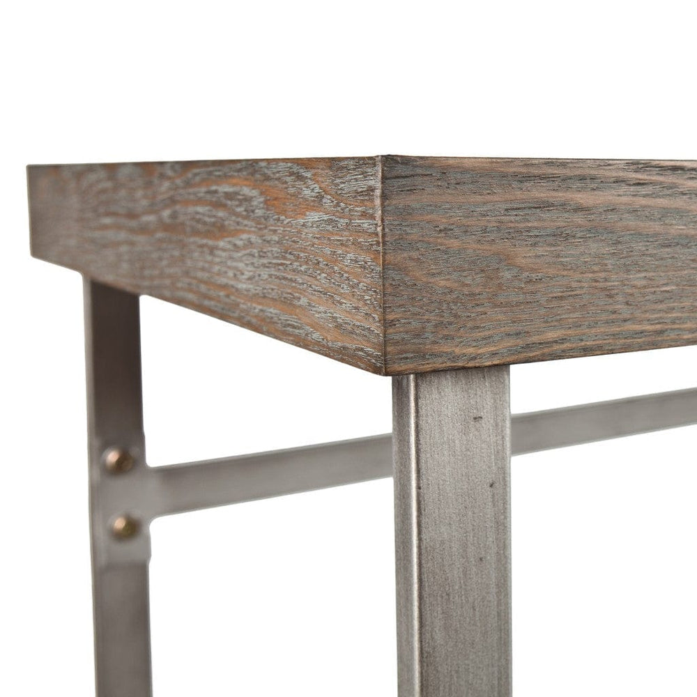 46" Gray Brown and Silver Distressed Sled Console Table - Homeroots - Flyclothing LLC