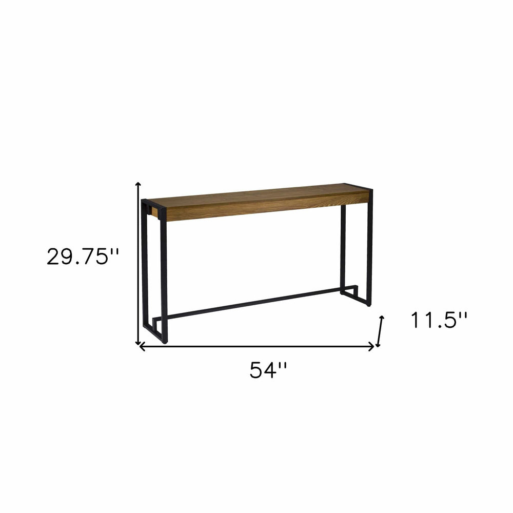54" Gray Brown and Black Distressed Sled Console Table - Homeroots - Flyclothing LLC